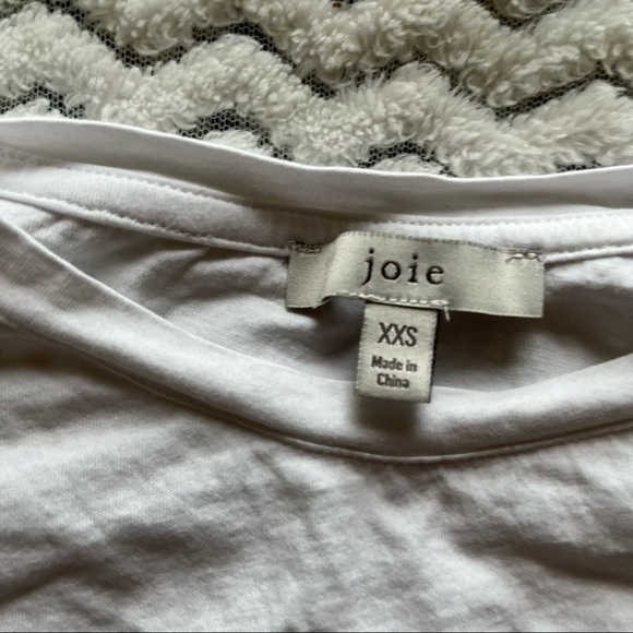 Joie White Bee Short Double Puff-Sleeve Cropped Pullover Top Sz XXS - Picture 5 of 7